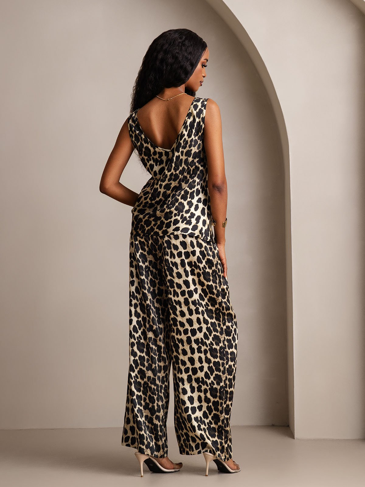 SilkSilky-NO Silke V-Hals Women''s Outfit Sets Leopard 002