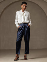 [Mørke blå] SilkSilky-NO 19Momme Silke Womens Pants 001