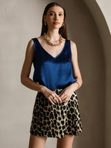 [Mørke blå] SilkSilky-NO Sleeveless V Neck Camisole Topp 001
