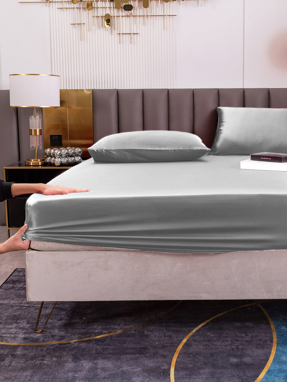 [Sølv] SilkSilky-NO 19Momme Bedding Set 006