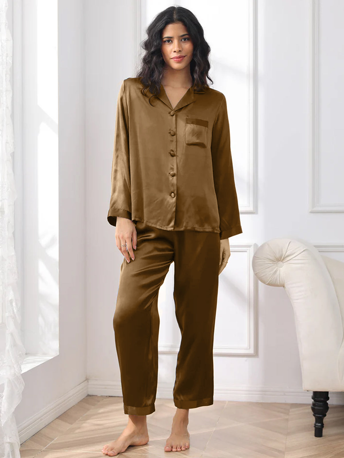 [Brun] SilkSilky-NO Womens Pajamas 001,
