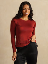 [Brent Murstein] SilkSilky-NO Long Sleeve Crew Neck T-skjorte for Kvinner 003