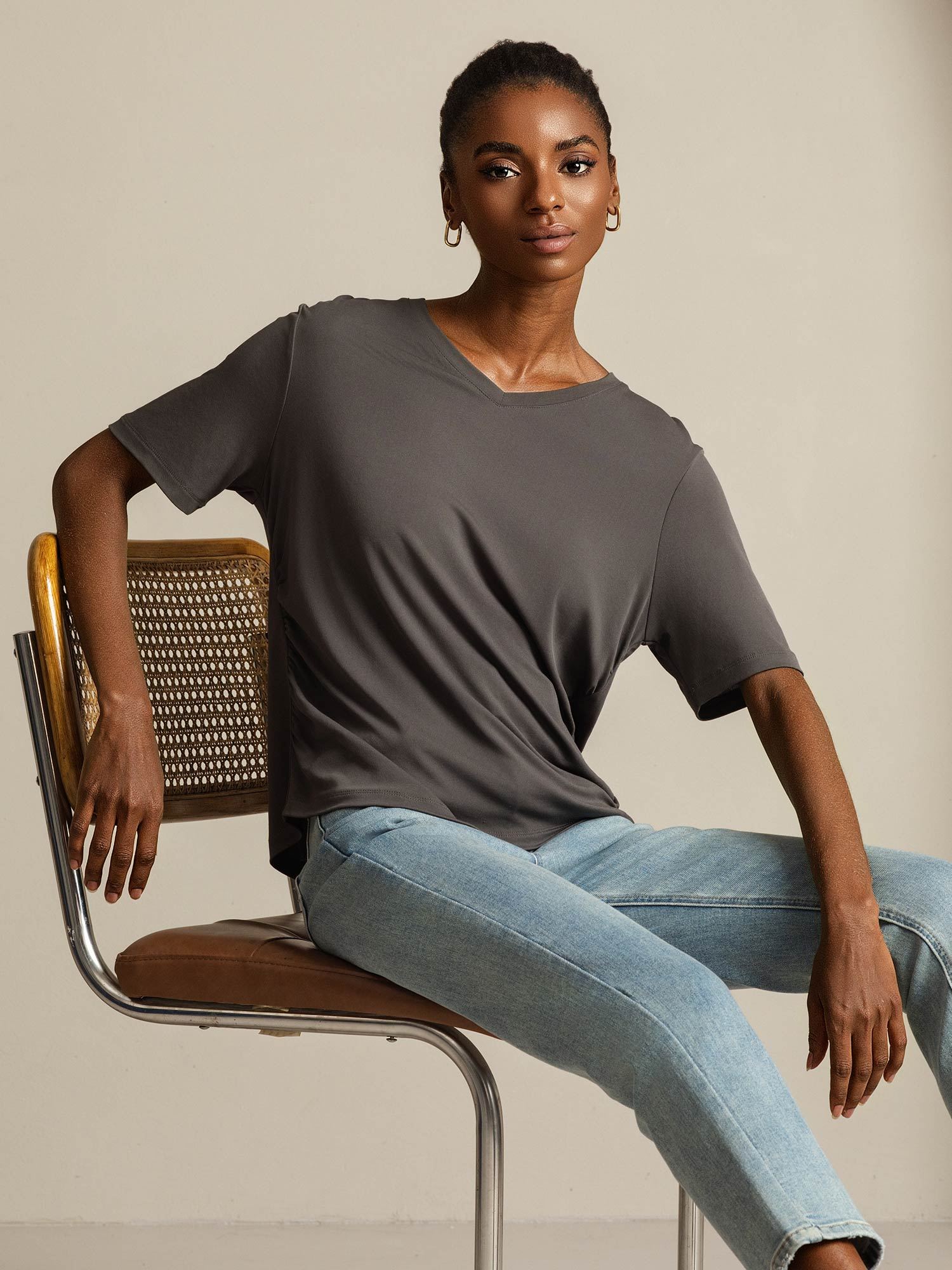 [Grå] SilkSilky-NO Silke Womens T-Shirt 007