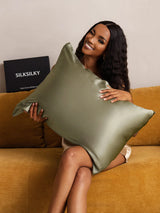 [Olivengrønn] SilkSilky-NO 22Momme Pillowcase 003