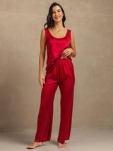 [Vin] SilkSilky-NO 19Momme Ermeløs Dyp Rund Halsutringning Pyjamas for Kvinner 004