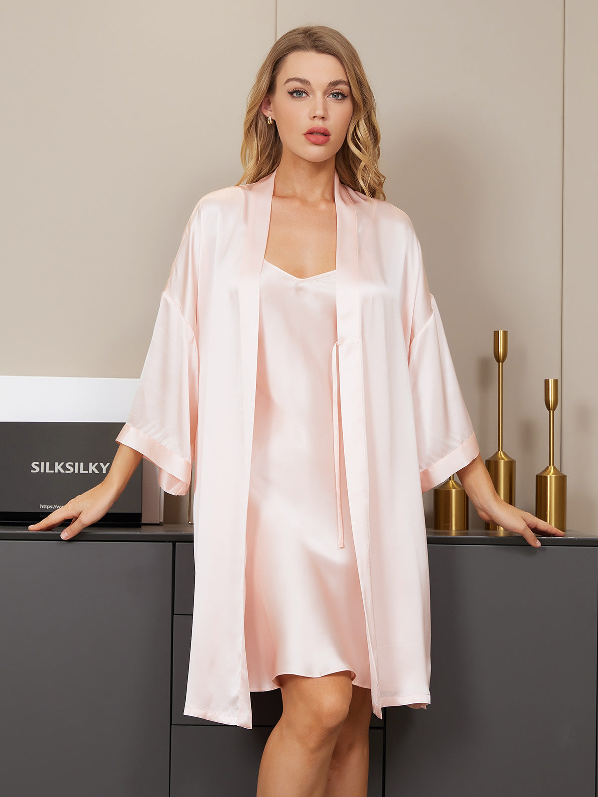 [Lyserosa] SilkSilky-NO Silke Nightgown&Robe Set 004