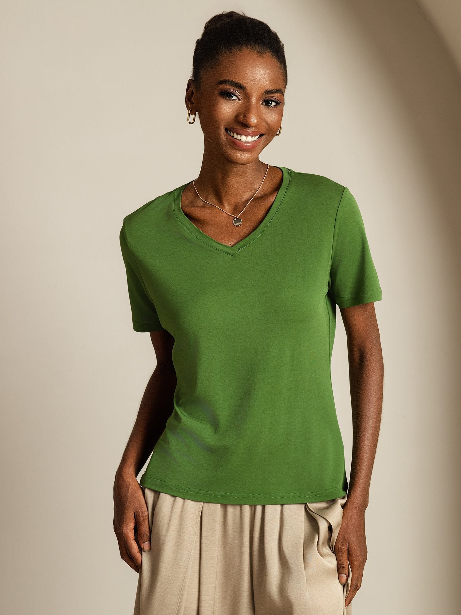 [Grønn] SilkSilky-NO Silke Womens T-Shirt 003