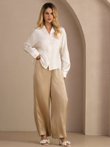 [Hvit] SilkSilky-NO Long Sleeve Blouse 007