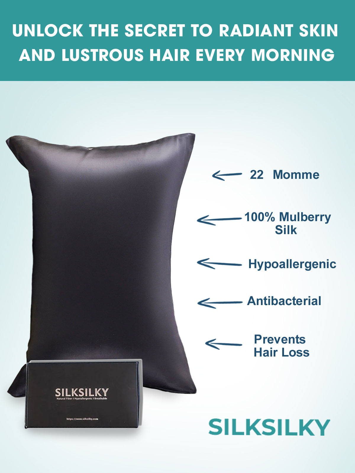 [Svart] SilkSilky-NO 22Momme Pillowcase 002