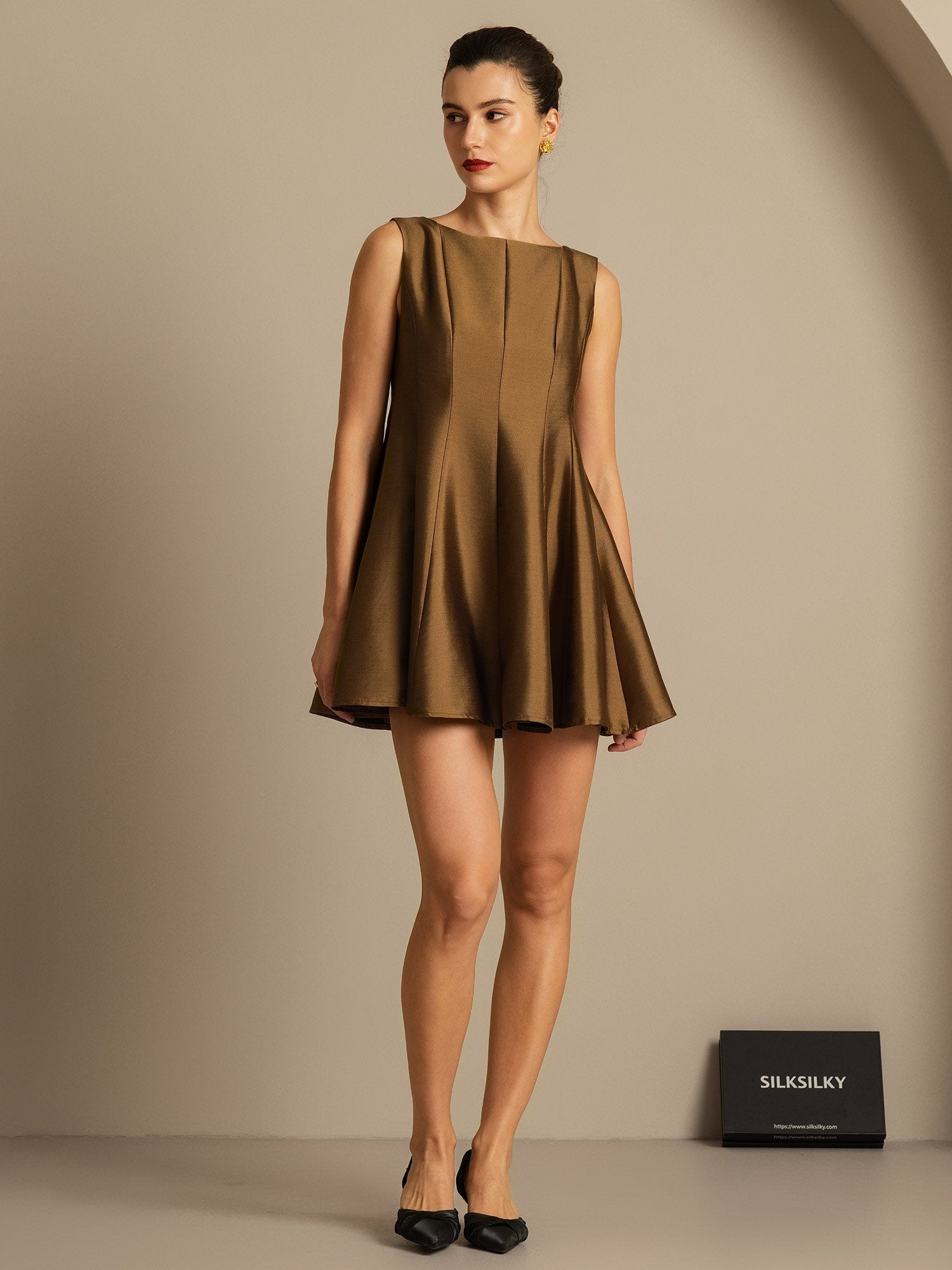[Bronse] SilkSilky-NO 32Momme Silk-Wool Blend Dress 001,