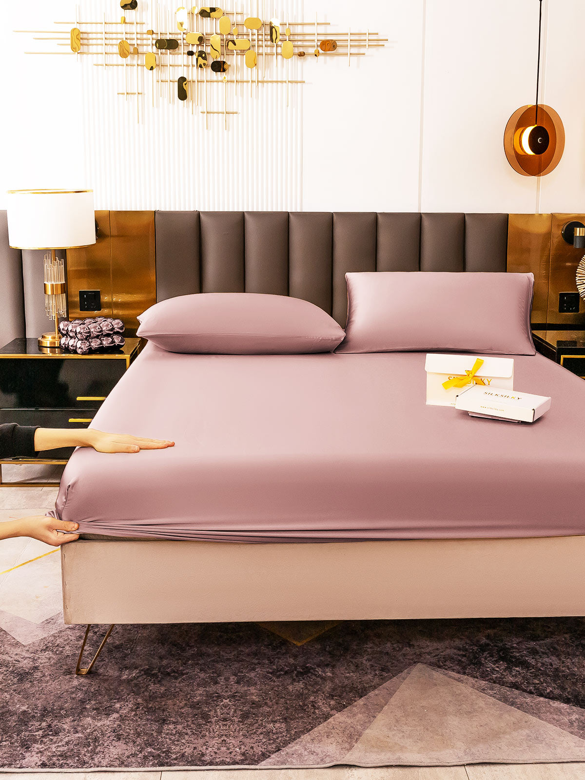 [Blek Mauve] SilkSilky-NO 19Momme Bedding Set 006