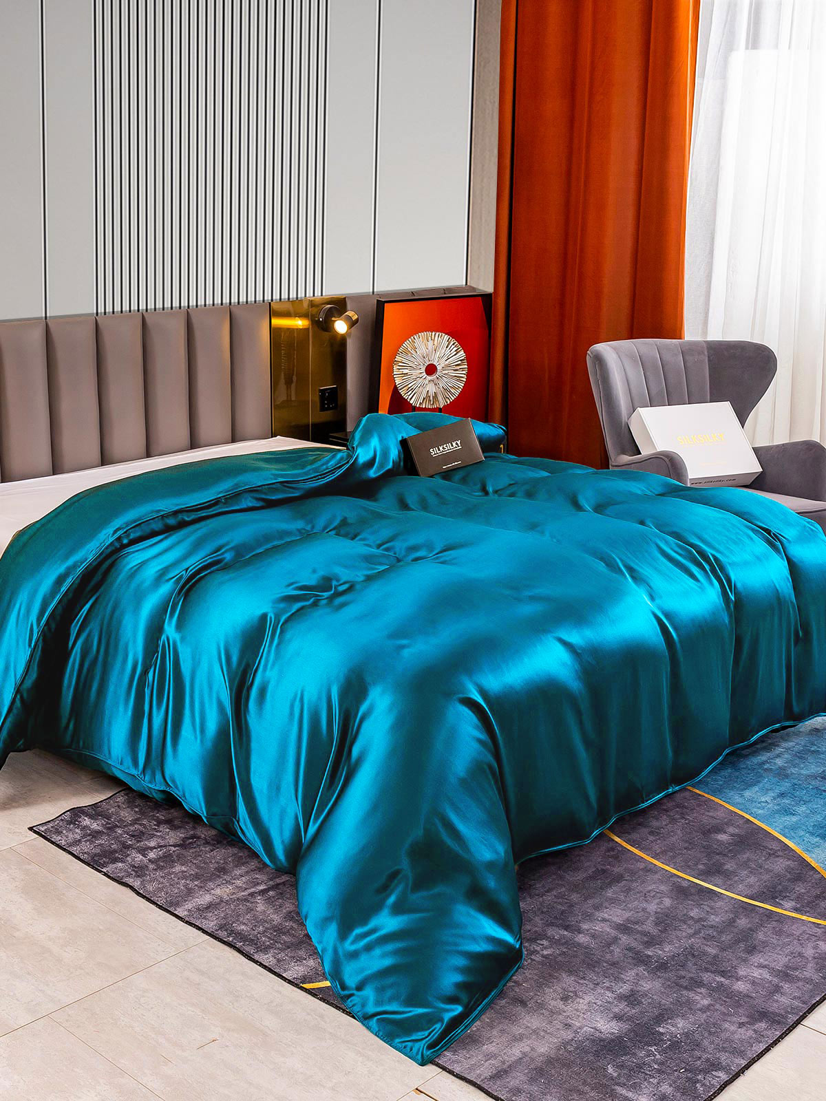 [Blågrønn] SilkSilky-NO 22Momme Duvet Cover 003