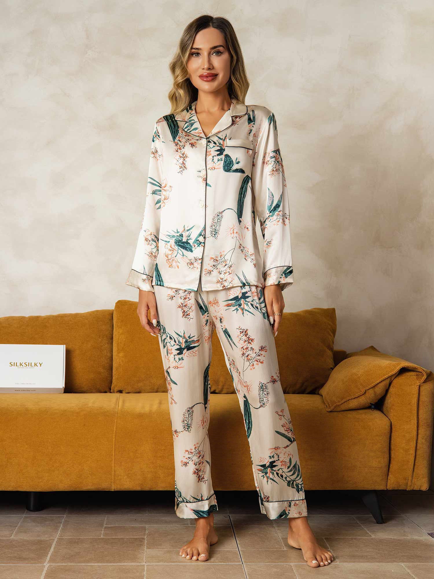 [Elfenbein] SilkSilky-NO Womens Pajamas 005