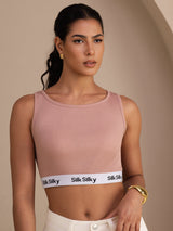 [Rosa] SilkSilky-NO Sleeveless Crew Neck Camisole Topp 001
