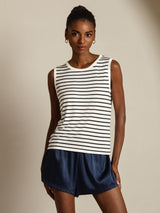 [Hvit Stripe] SilkSilky-NO Pure Silk Camisoles 008