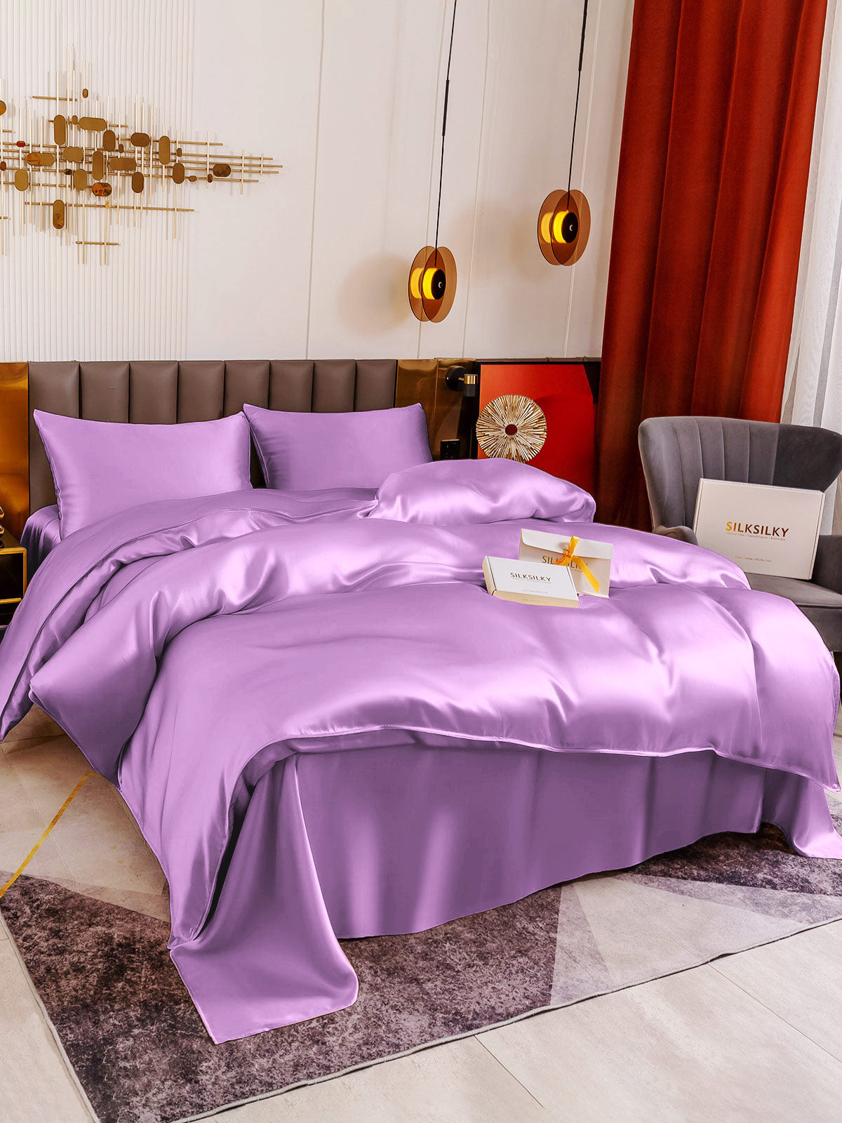 [Lavendel] SilkSilky-NO 19Momme Bedding Set 004