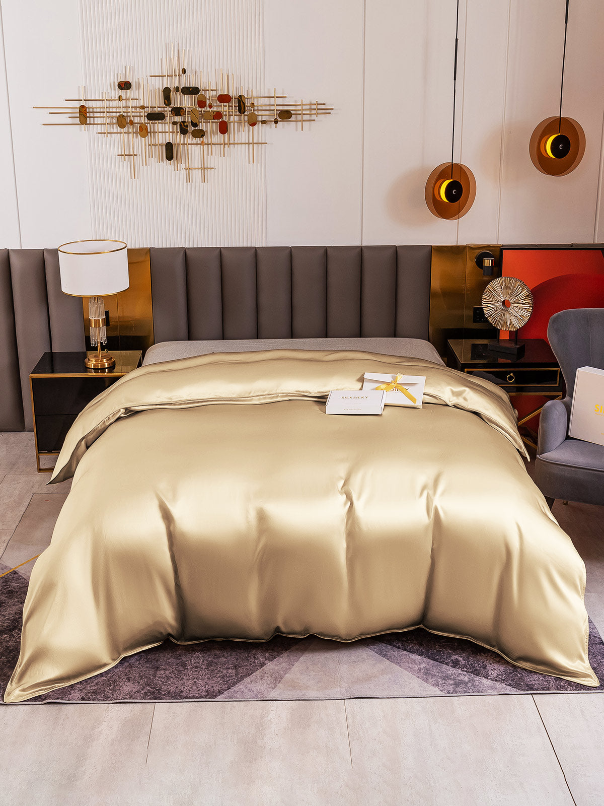 [Beige] SilkSilky-NO 19Momme Duvet Cover 002