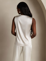 [Lysegrå] SilkSilky-NO Sleeveless Round Neck Camisole Topp 002