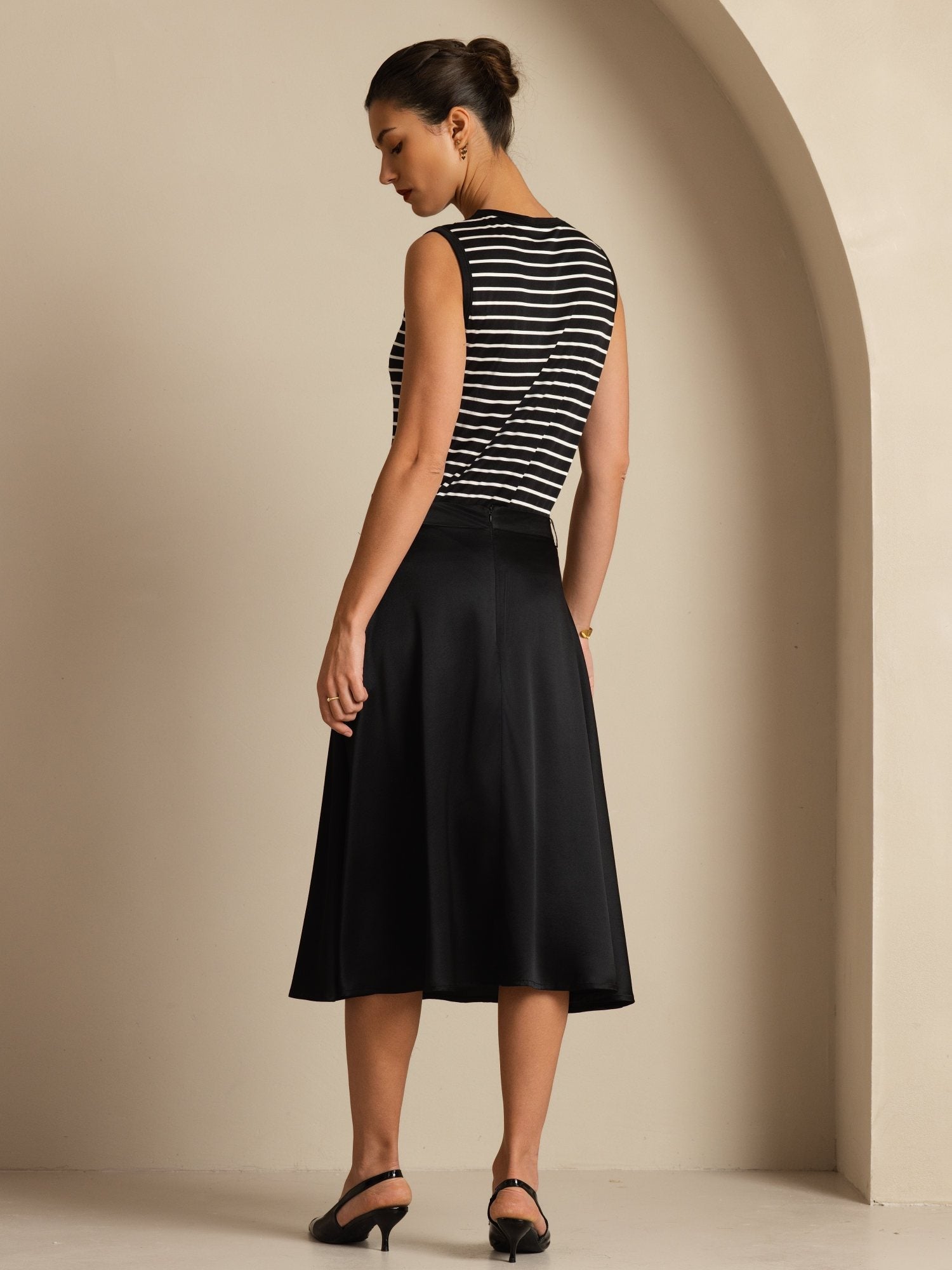 [Svart] SilkSilky-NO 19Momme Silke Skirt 004