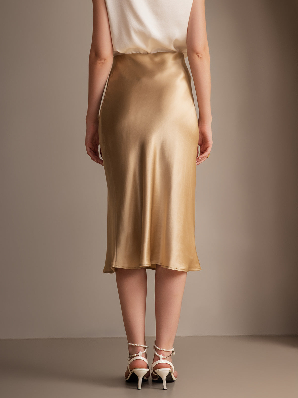 [Champagne] SilkSilky-NO 19Momme Skirt 002,