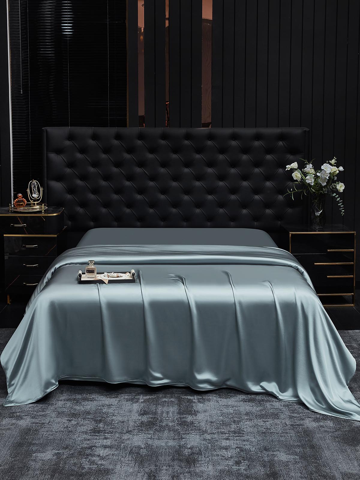[Gråblå] SilkSilky-NO 22Momme Duvet Cover 001