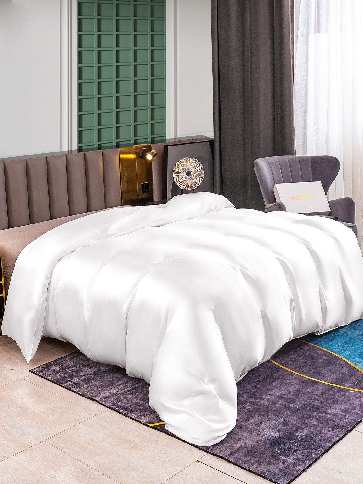 [Hvit] SilkSilky-NO 25Momme Duvet Cover 001