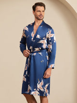 [Mørke blå] SilkSilky-NO 19Momme Mens Robe 001