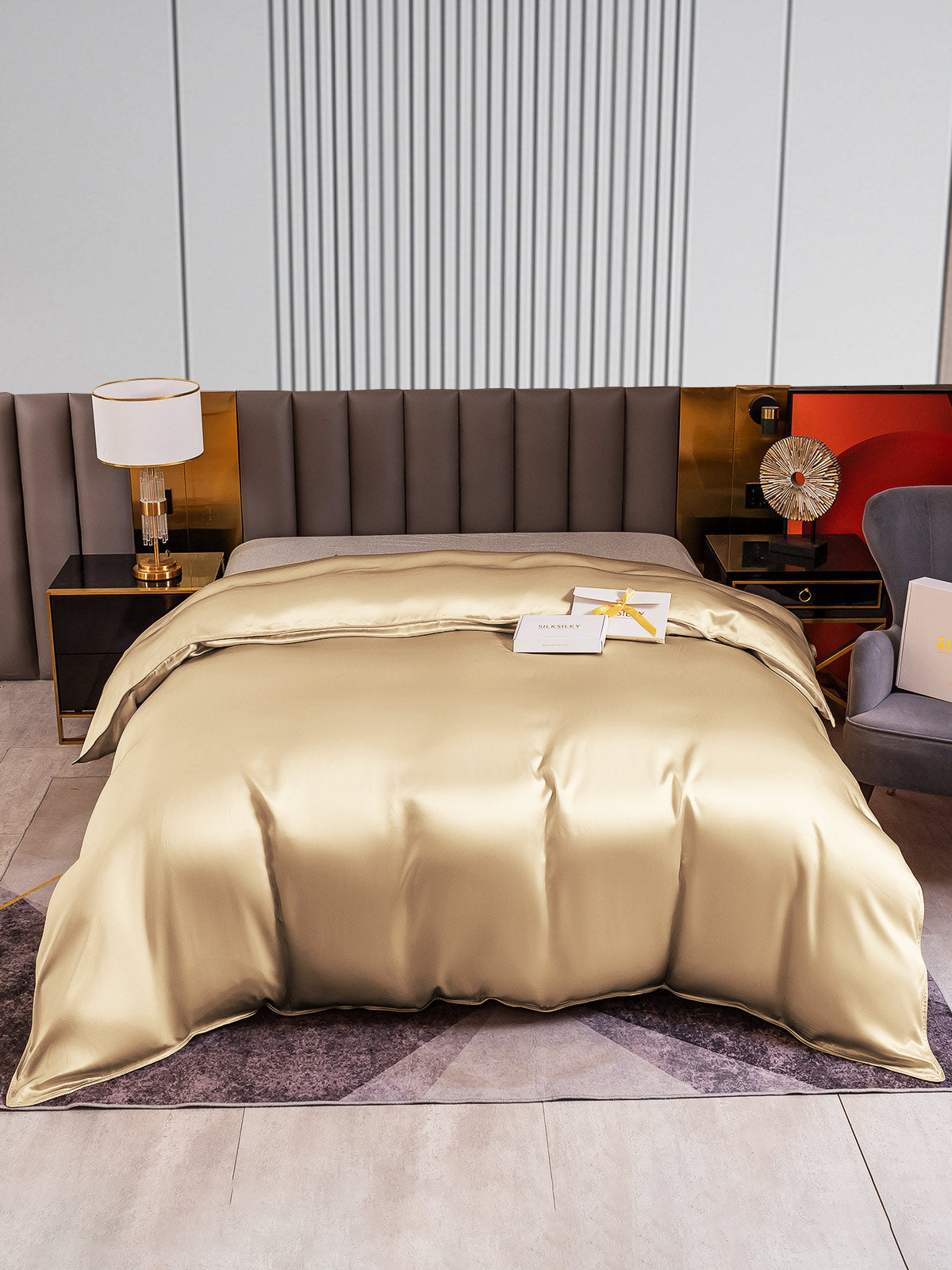 [Beige] SilkSilky-NO 22Momme Duvet Cover 001