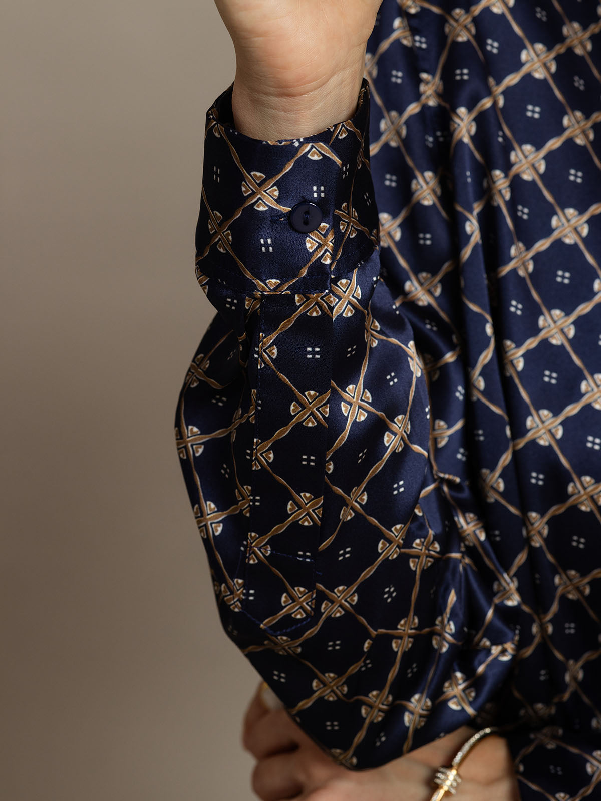 [Marine Kjede] SilkSilky-NO Silke Lapel Collar Skjorte for Kvinner 004
