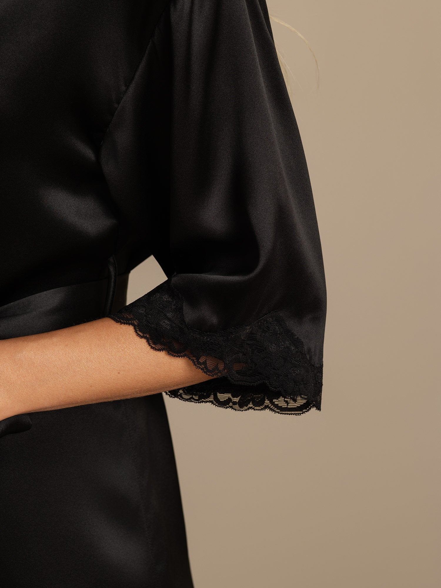 [Svart] SilkSilky-NO Silke Womens Robe 004