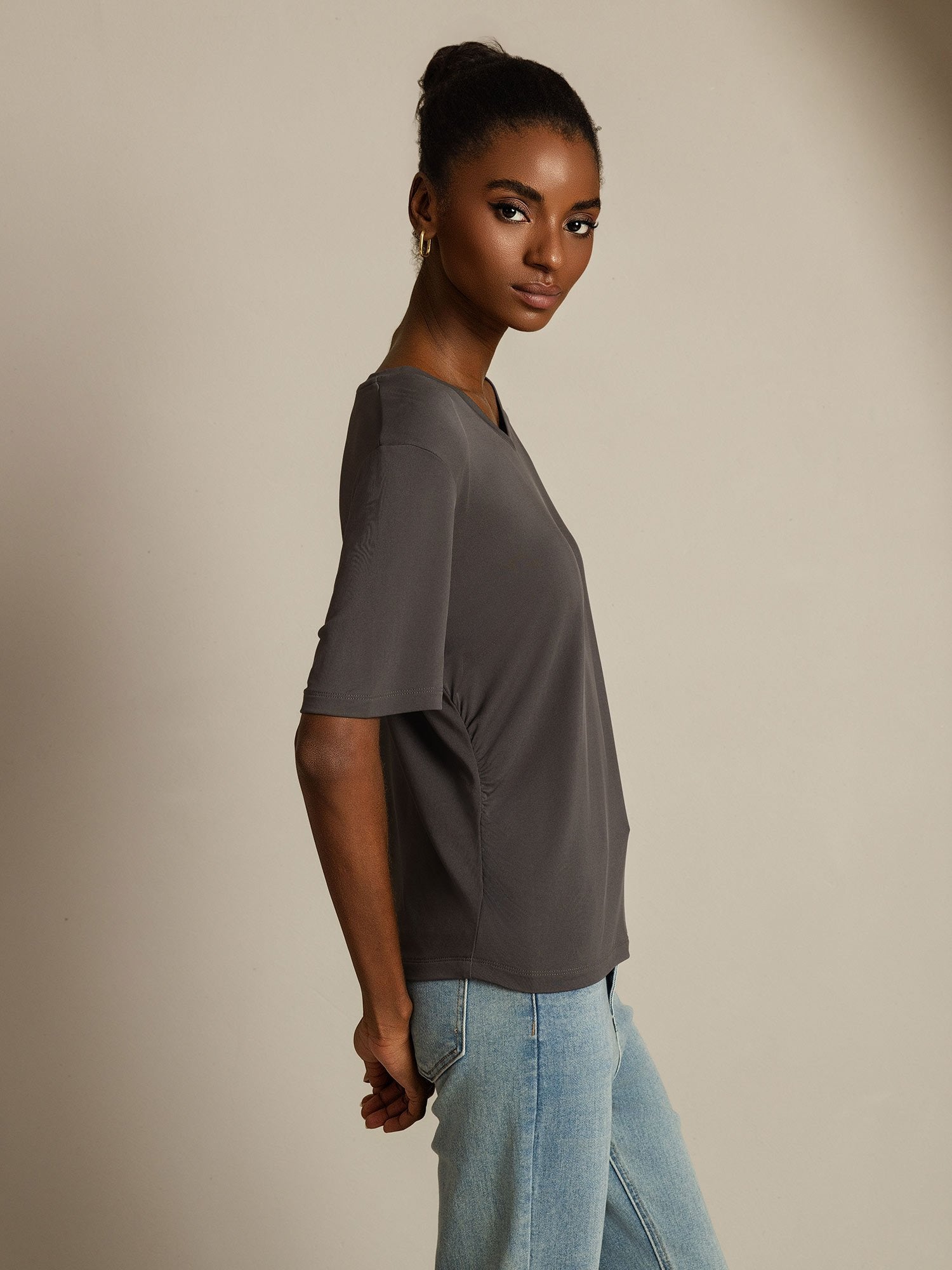 [Grå] SilkSilky-NO Silke Womens T-Shirt 003