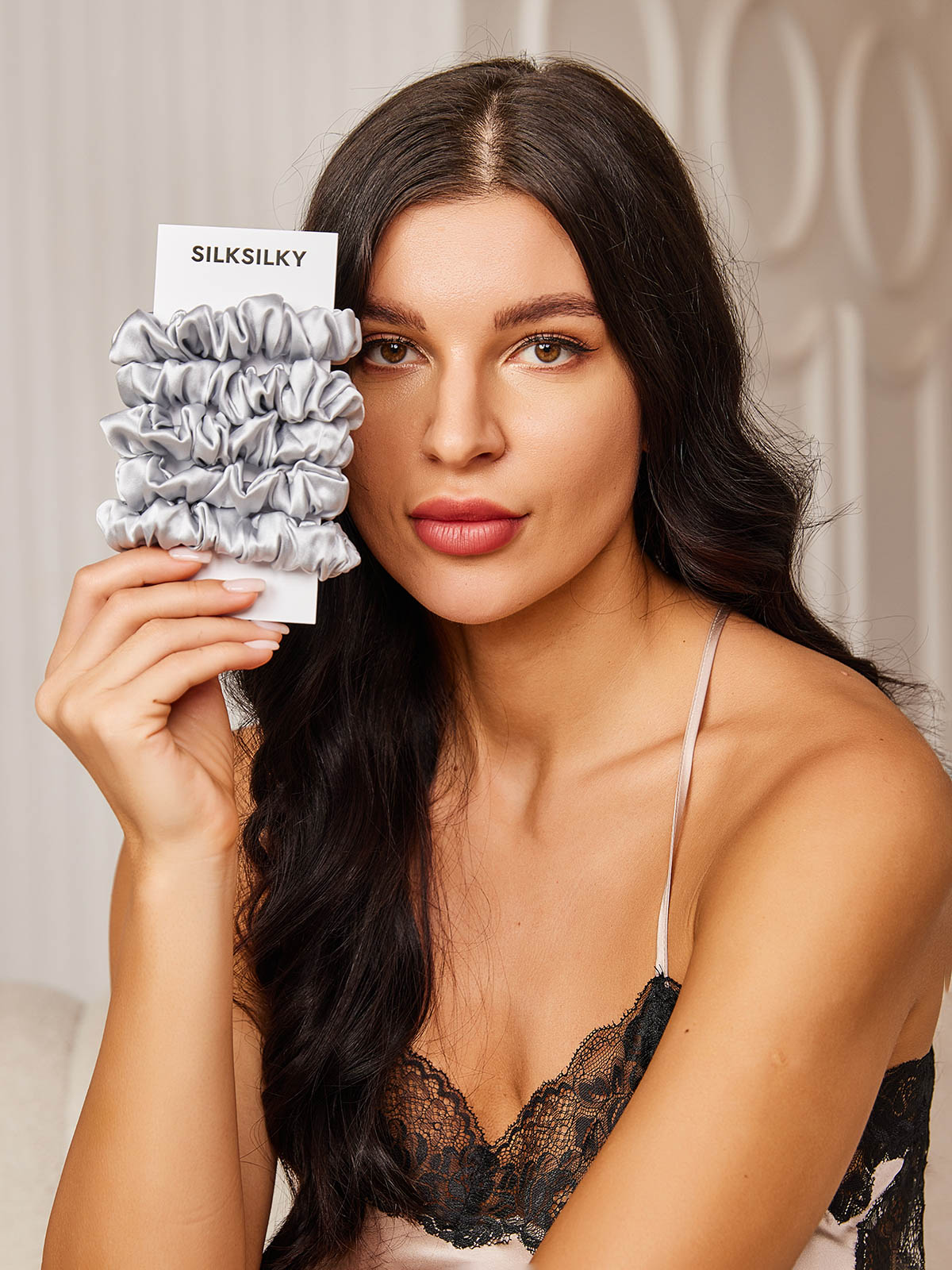 [Sølv] SilkSilky-NO 19Momme Scrunchie 001