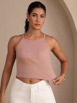 [Rosa] SilkSilky-NO Sleeveless Crew Neck Camisole Topp 004