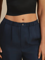 [Mørke blå] SilkSilky-NO 18Momme Womens Pants 004