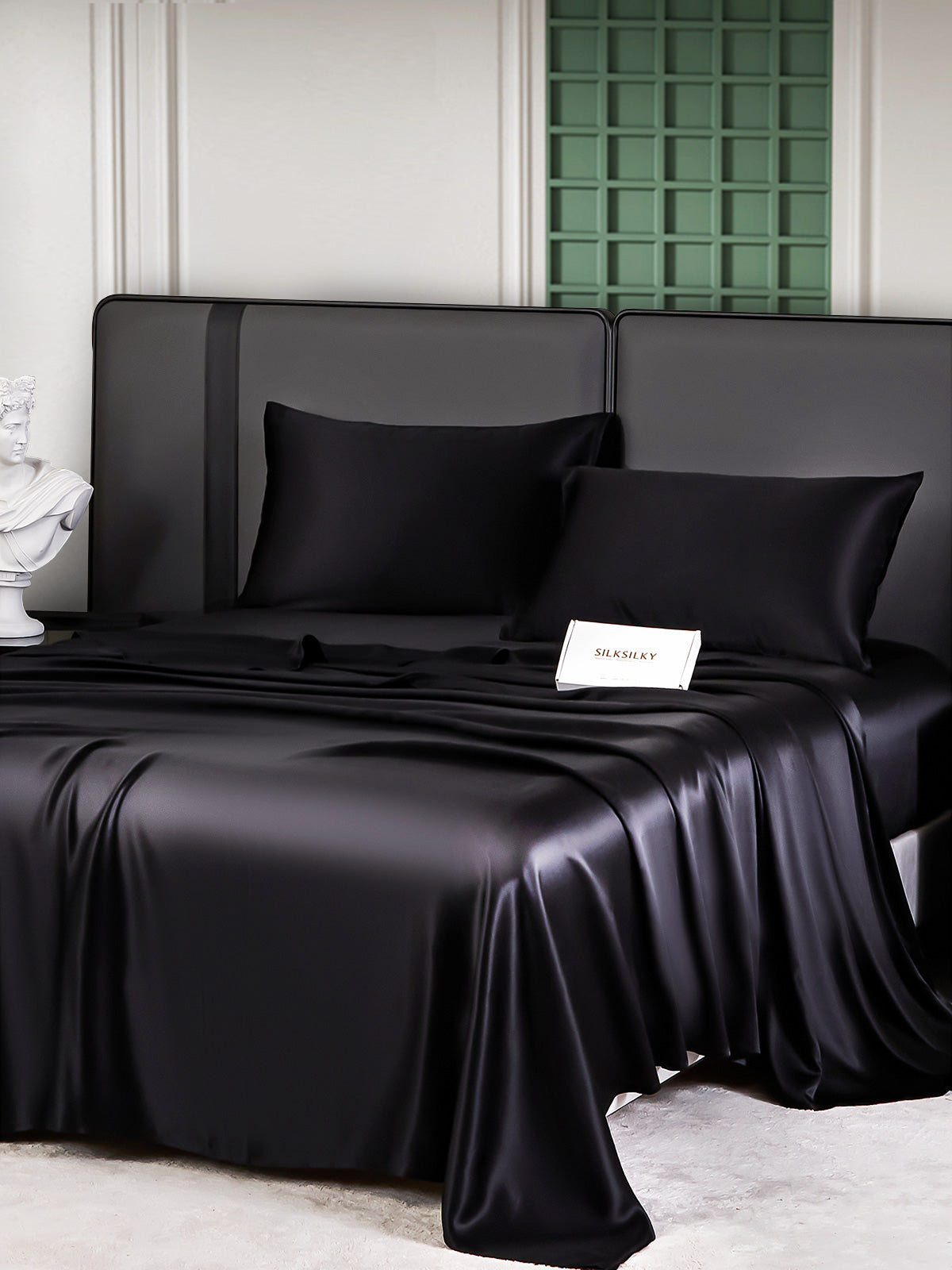 [Svart] SilkSilky-NO 25Momme Bedding Set 002