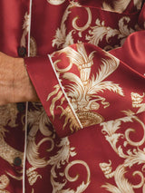 [Vinrød Drage] SilkSilky-NO Long Sleeve Lapel Collar Pyjamas for menn 006