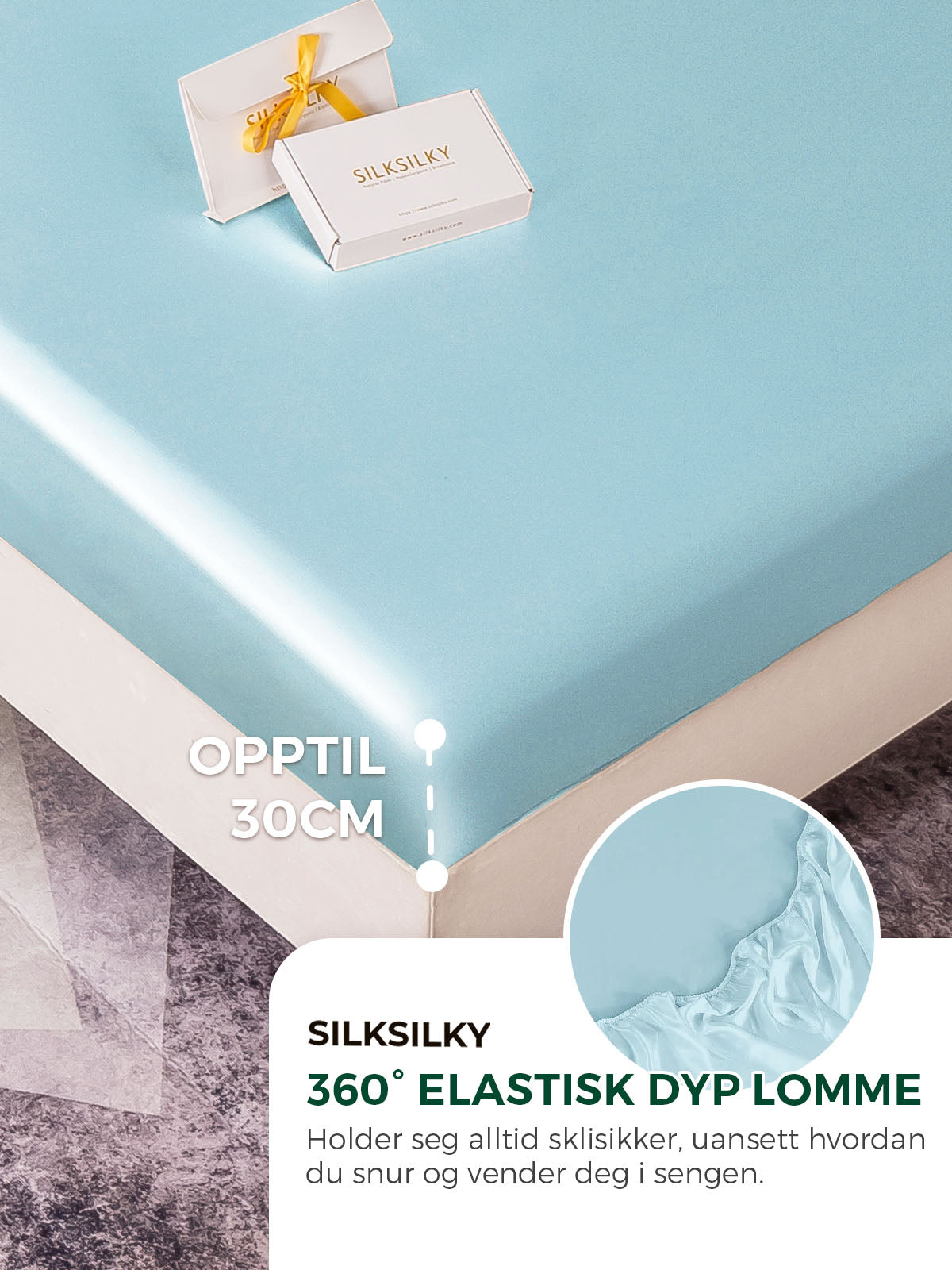 [Lyse Blå] SilkSilky-NO 19Momme Bedding Set 004