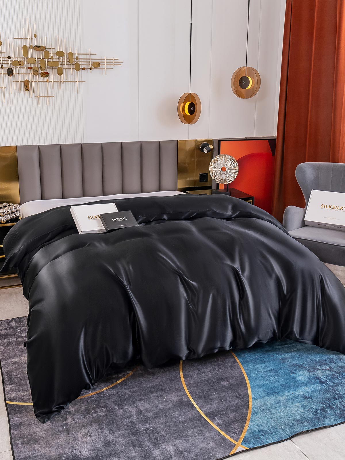[Svart] SilkSilky-NO 19Momme Duvet Cover 004