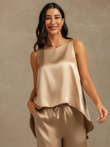[Champagne] SilkSilky-NO Sleeveless Scoop Neck Pyjamas for Kvinner 002