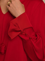 [Vin] SilkSilky-NO 19Momme Silke Langermet V Hals Bluse 006
