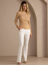 [Månestein] SilkSilky-NO Long Sleeve Turtle Neck T-skjorte for Kvinner 007