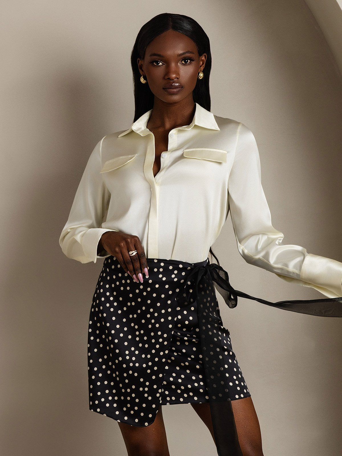 SilkSilky-NO 19Momme Silke Womens Shirt Elfenbein 001