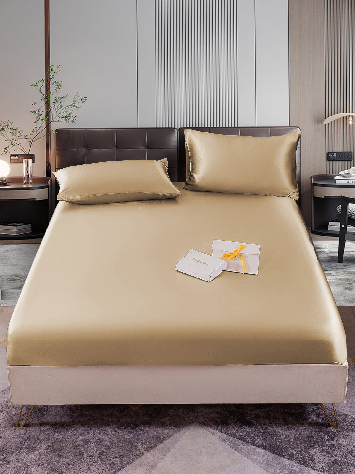 [Beige] SilkSilky-NO 22Momme Bedding Set 001
