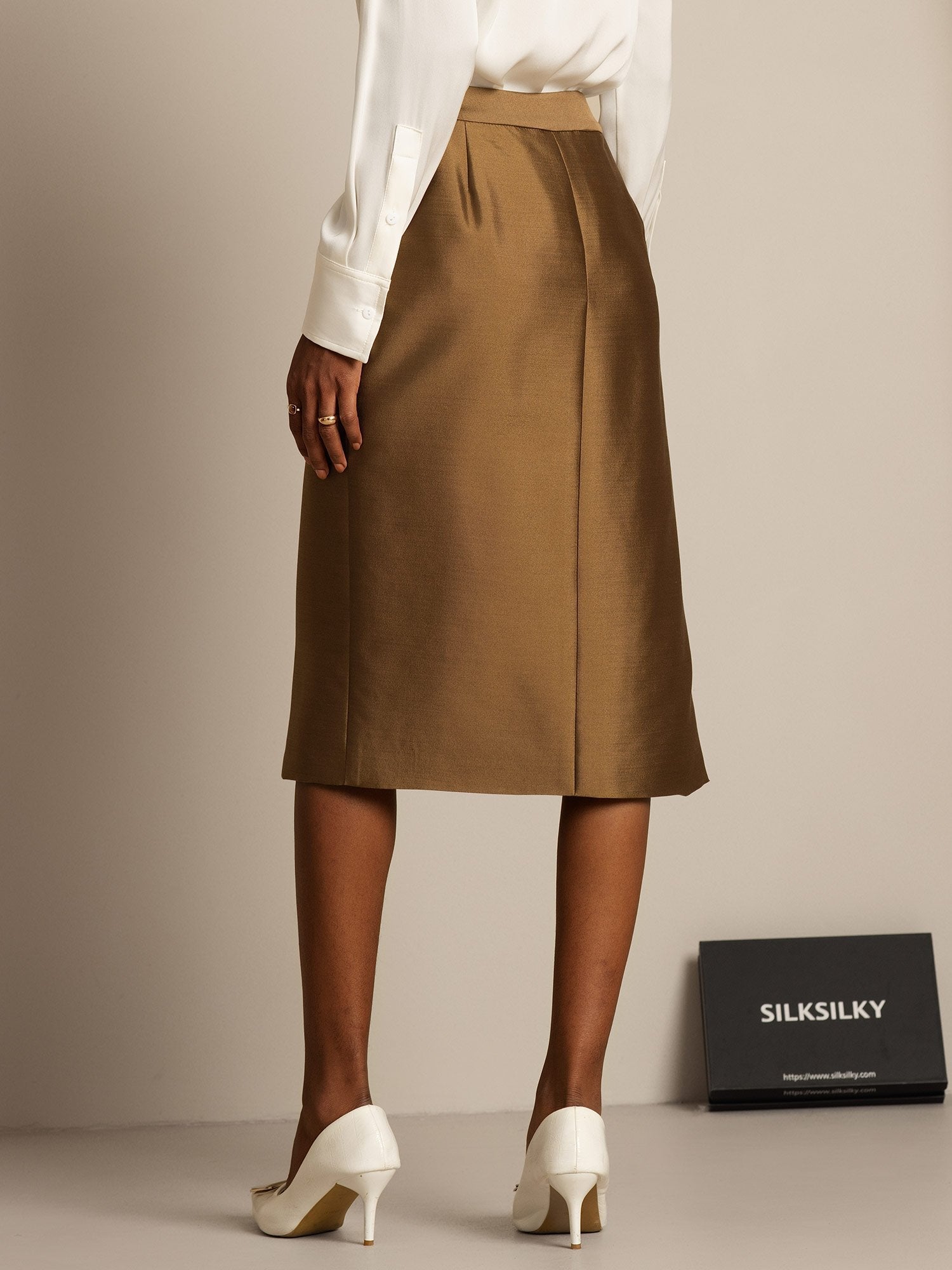 [Bronse] SilkSilky-NO 32Momme Silk-Wool Blend Skirt 002,
