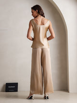 [Champagne] SilkSilky-NO Ermeløs Firkantet Hals Camisole sett 002