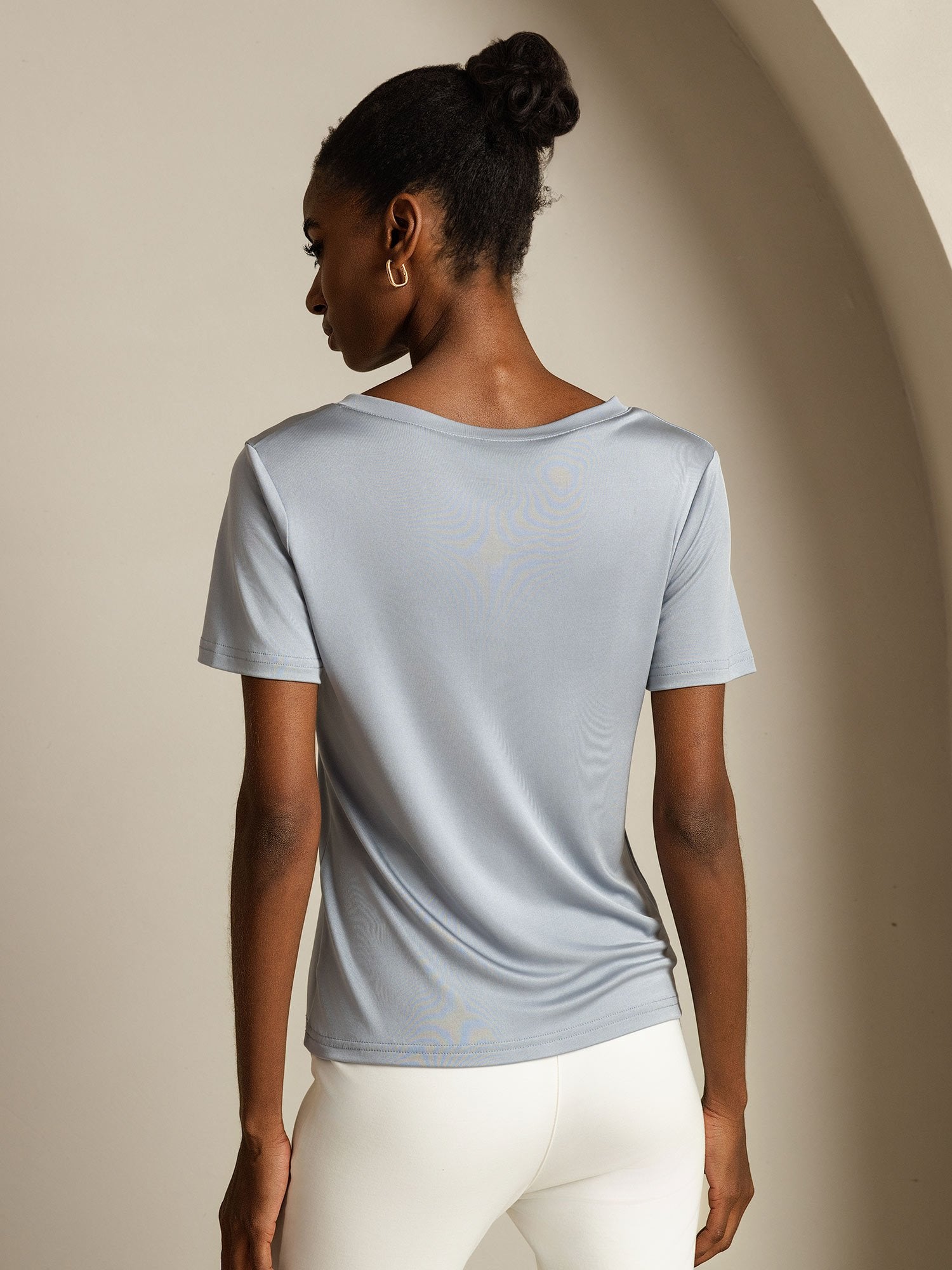 [Lysegrå] SilkSilky-NO Silke Womens T-Shirt 002