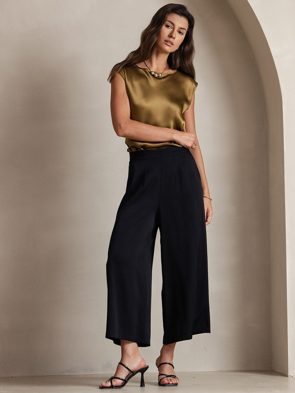 [Brun] SilkSilky-NO 19Momme Silke Womens T-Shirt 006