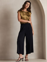 [Brun] SilkSilky-NO Cap Sleeve Round Neck T-skjorte for Kvinner 006