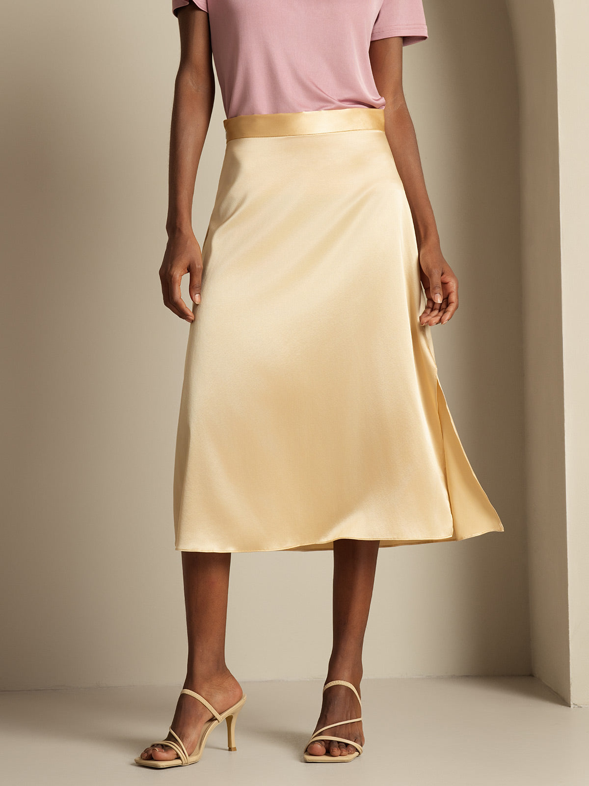 [Champagne] SilkSilky-NO 19Momme Silke Skirt 003