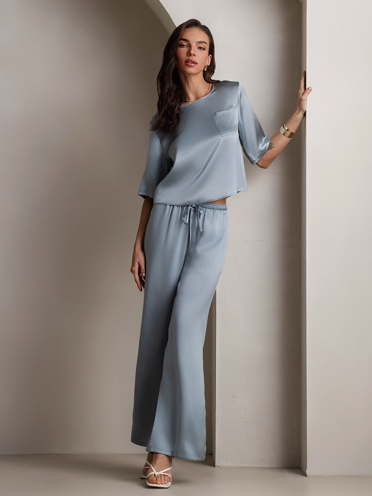 [Gråblå] SilkSilky-NO Womens Pajamas 001